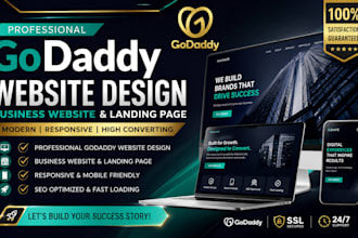 professional godaddy website business website and landing page