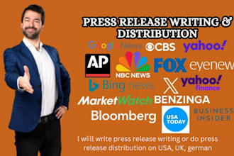 write press release writing or do press release distribution on USA, UK, german