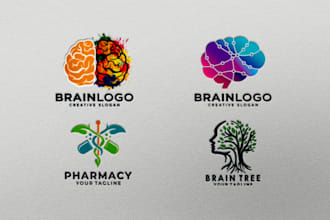 design brain, neuro, science, pharmacy, clinic and hospital logo