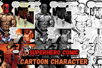 illustrate realistic superhero comic book marvel style cartoon character design
