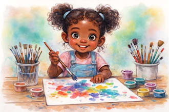 draw unique water color children book illustration
