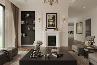 render 3d interior, interior design, house, restaurant