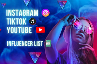 find instagram, tiktok, and youtube influencer list