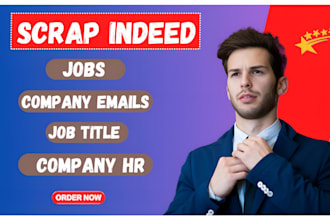 scrape indeed jobs, company data, and emails