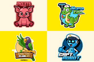design unique cartoon character, mascot logo