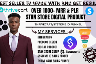 setup digital product store, sales funnel on stan store, thrivecart, systeme io