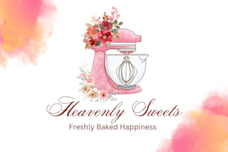 do feminine watercolor bakery, cookie, dessert, cake, candy logo