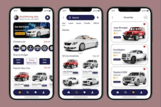 create car dealership app, car marketplace app, car rental app, car auction app