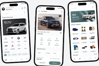 create car dealership app, car marketplace app, car rental app, car auction app