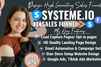 build systeme io sales funnel, landing page, systeme io website, clone funnelish