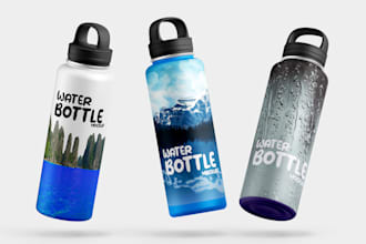 do juice, water bottle and can label design