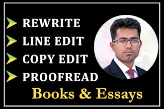 rewrite, line edit, proofread, paraphrase, typeset, and format a copy or e book