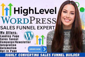 design or redesign sales funnel landing page with wordpress, gohighlevel