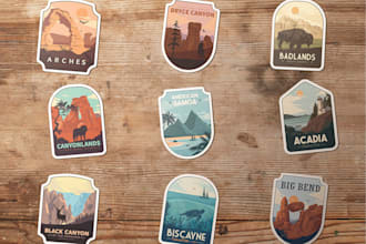 draw vintage badge retro outdoor designs for you