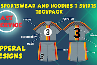 make sportswear tech pack detailed design for you