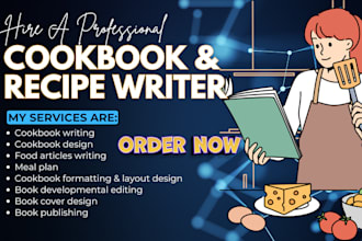 do cookbook design, cookbook writer, meal plan, recipe creation, amazon kdp