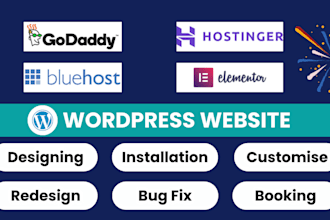 design clean website design on wordpress, godaddy,  bluehost,  hostinger
