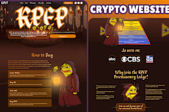 design crypto memecoin website, token ico listing landing page, crypto meme logo