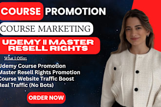 set up udemy course promotion, master resell right promotion and boost traffic