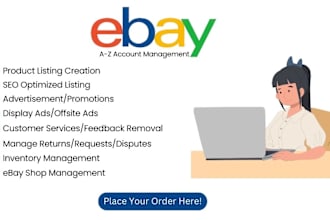 ebay product listing, PPC, promotion, SEO ebay listing, ebay lister
