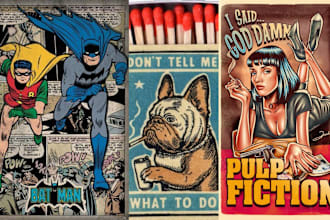 retro comic vintage illustration comic book pop art portrait album cover poster