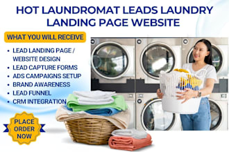 generate hot laundry leads via laundromat landing page laundry cleaning website