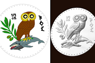 create 3d coin, edit stl file, events, animation badgers, bas relief, engraving