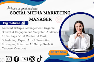 do social media marketing manager instagram promotion ads tiktok shopify shop
