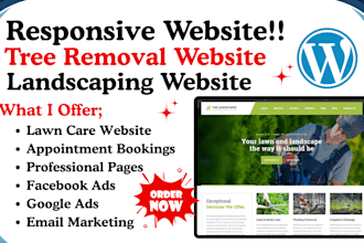 design landscaping website tree removal, lawn care, gardening, planting website