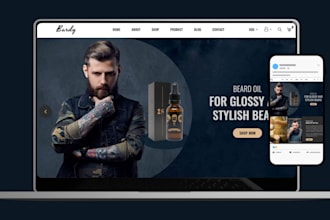 design 7 figure beard oil shopify store beard care store beard oil store website