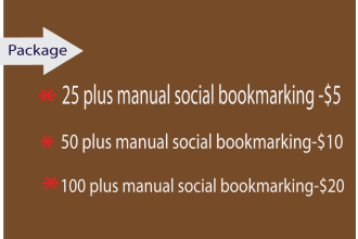 provide 25 manual social bookmark