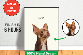 do custom pet portrait illustration in 24 hours