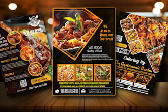 design professional food flyer, party flyer and catering menu
