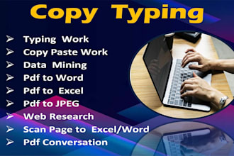 do fast english typing of pdf, ms word ,images, pdf  to word