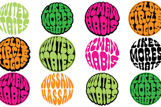 draw bold typography logo design circle style