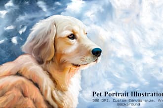 make digital oil painting of pet portrait illustration