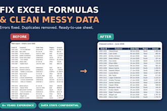 fix excel formulas, clean messy data and format your sheet
