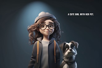 do 3d pixar style cartoon character, avatar logo banner ai art image editing