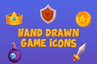 draw 2d game icons, asset, props, object or UI