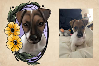 design a full color pet or animal portrait for you