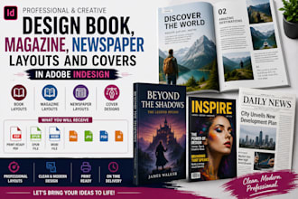 design book, magazine, newspaper layouts and covers in adobe indesign