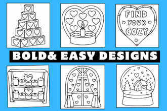 draw a cozy bold and easy coloring book for amazon kdp like coco wyo
