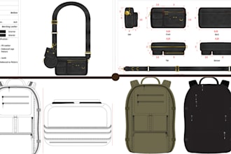 create bag design, backpack, handbag and bag tech pack
