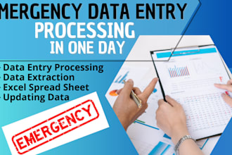 do emergency  data entry processing in one day