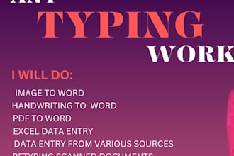 do data entry typing work, copy paste job, excel data entry