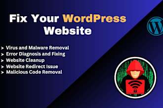 fix wordpress malware or virus removal with security and fix hacked website