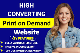 high converting shopify etsy print on demand pod store with premium design