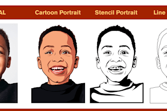 do portrait line art, stencil, cartoon and  from original