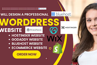 design hostinger godaddy bluehost website, wordpress website, godaddy, hostinger