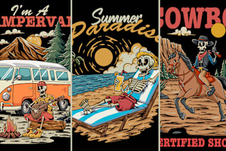 design unique custom vintage retro illustration for t shirt design
